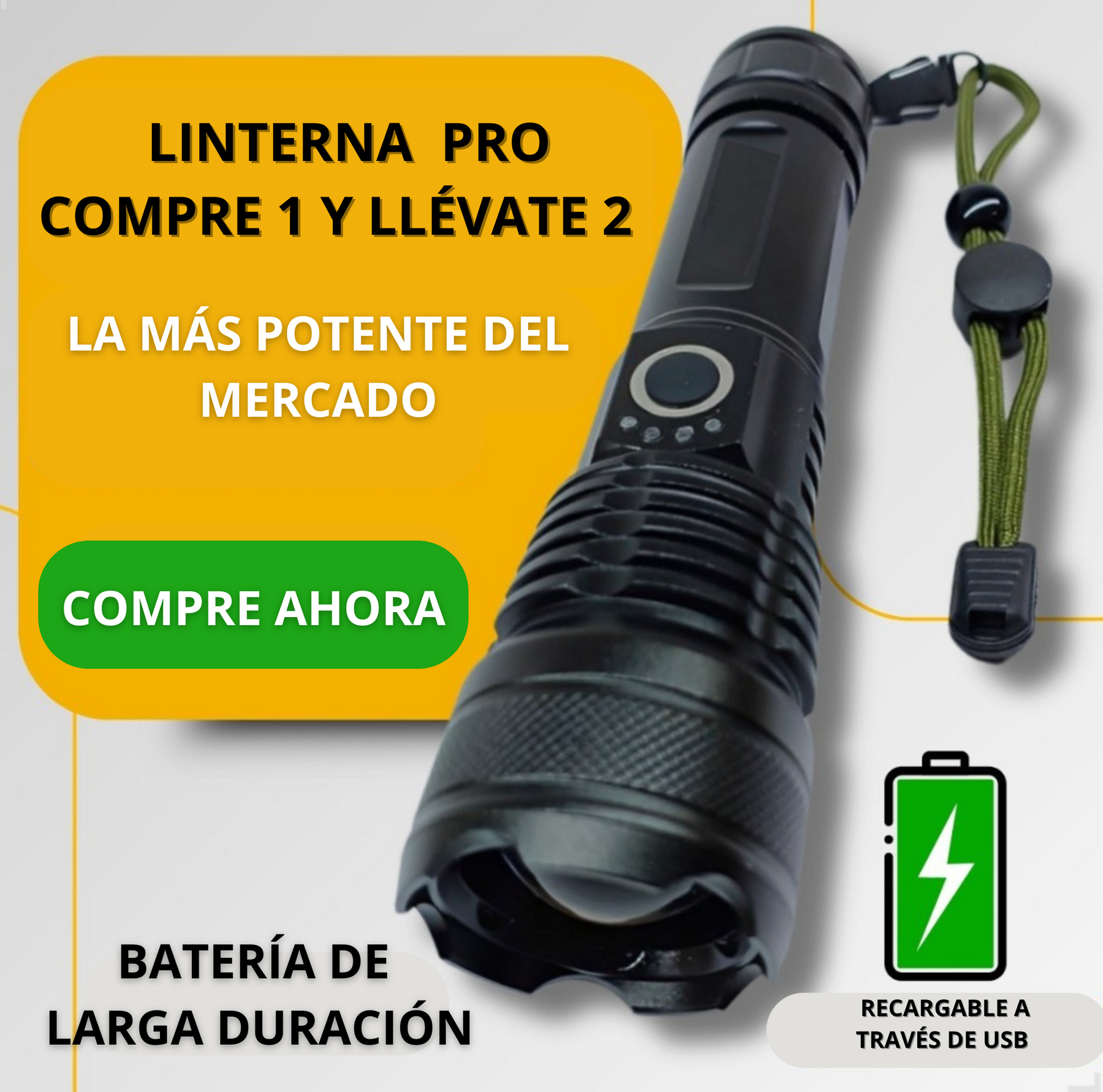 🌧️COMPRE 1 Y LLÉVATE 2,3  LINTERNA  PRO USB RECARGABLE 🔦
