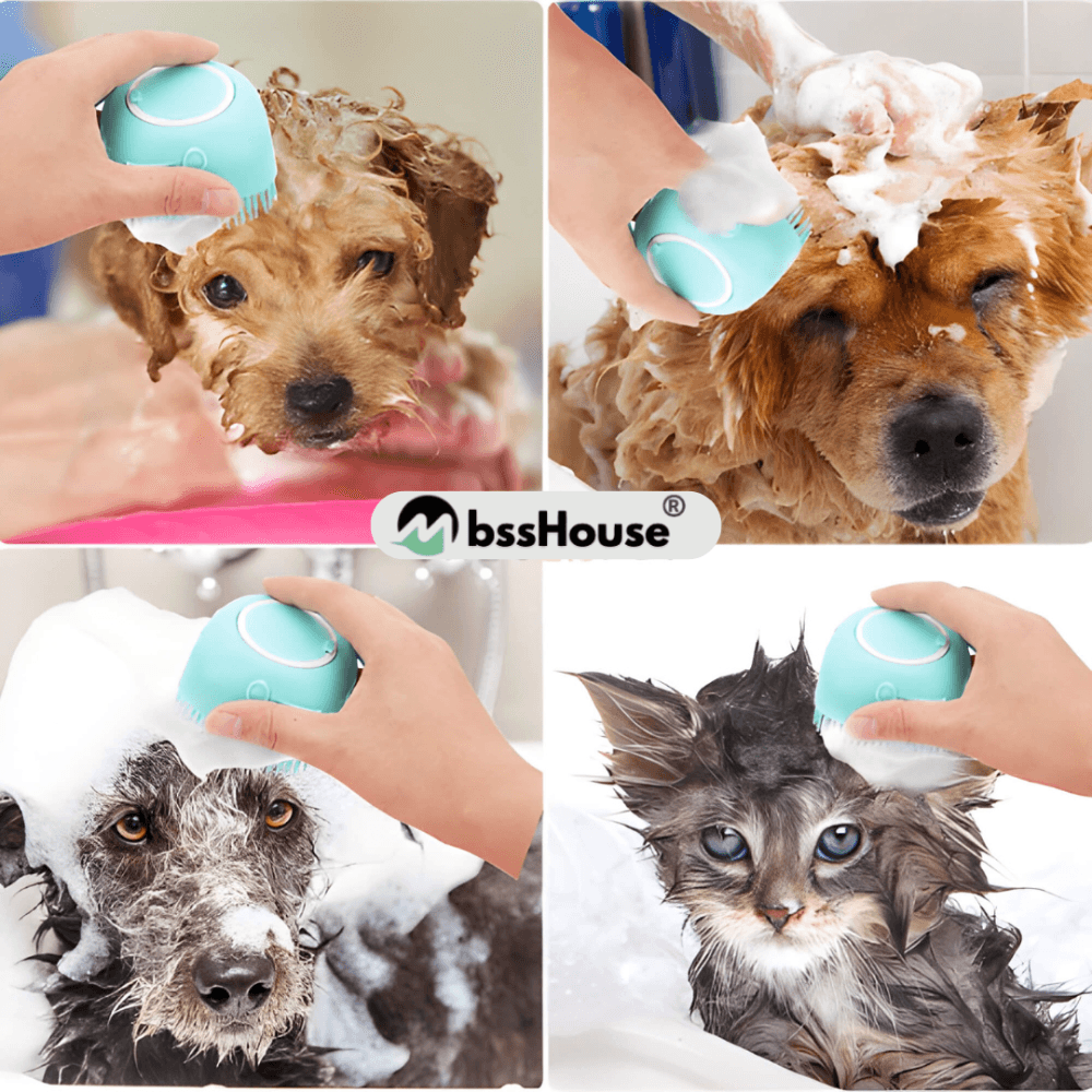 Dispensador de Champú y Cepillo Masajeador  para Mascotas