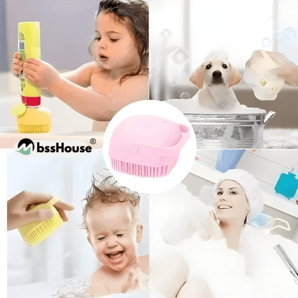 Dispensador de Champú y Cepillo Masajeador  para Mascotas