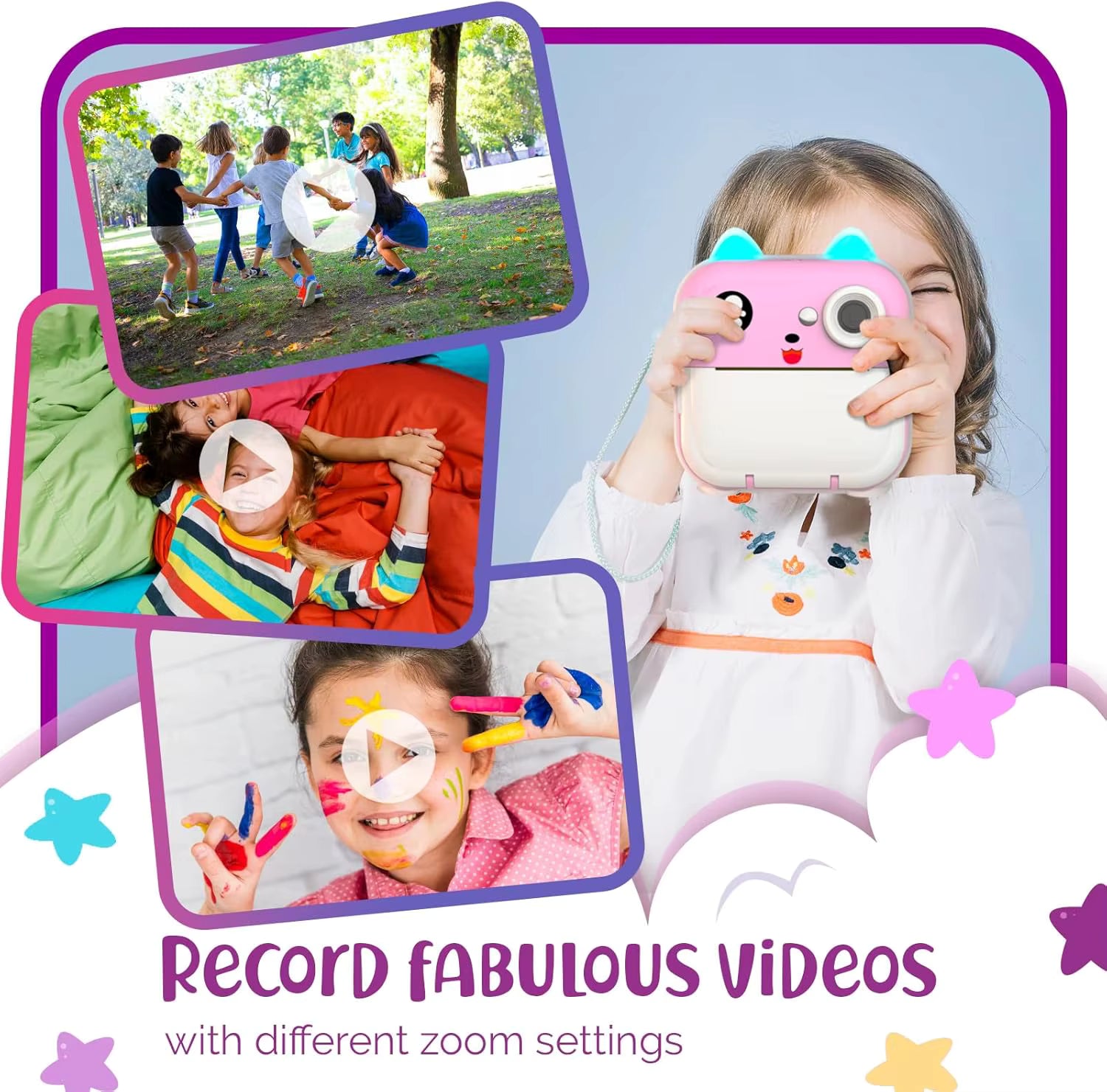 Cámara Infantil con Impresión Instantánea 1080P